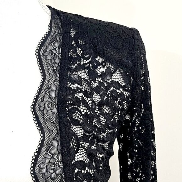 Miss Circle Nadina Black Lace Velvet Mini Dress Size XXS - Picture 4 of 7